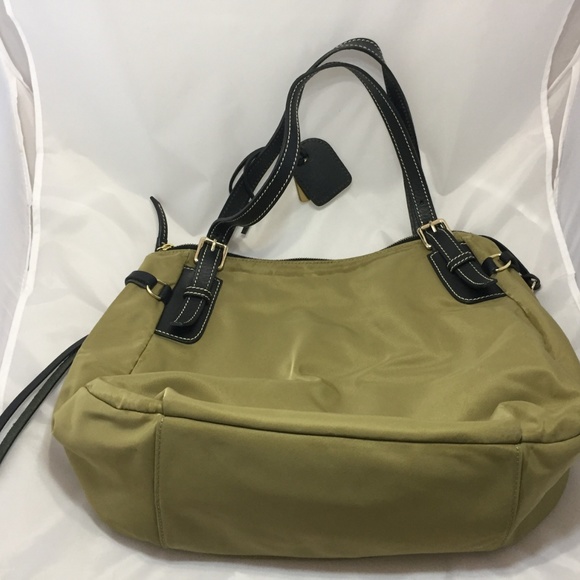 black and tan nylon Dooney and Bourke purse - Picture 2 of 8